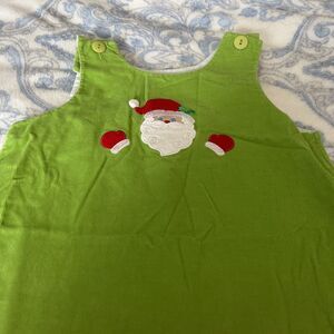 Mulberry St Santa applique Christmas jumper dress girls 6 Green Corduroy Santa